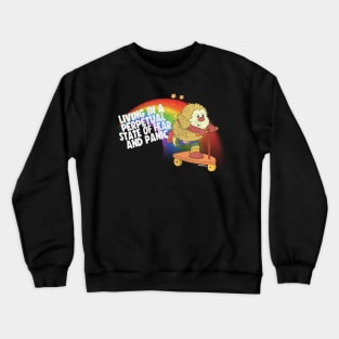 Living in a Perpetual State of Fear & Panic / Retro 80s Style Cartoon Nihilism Design Crewneck Sweatshirt